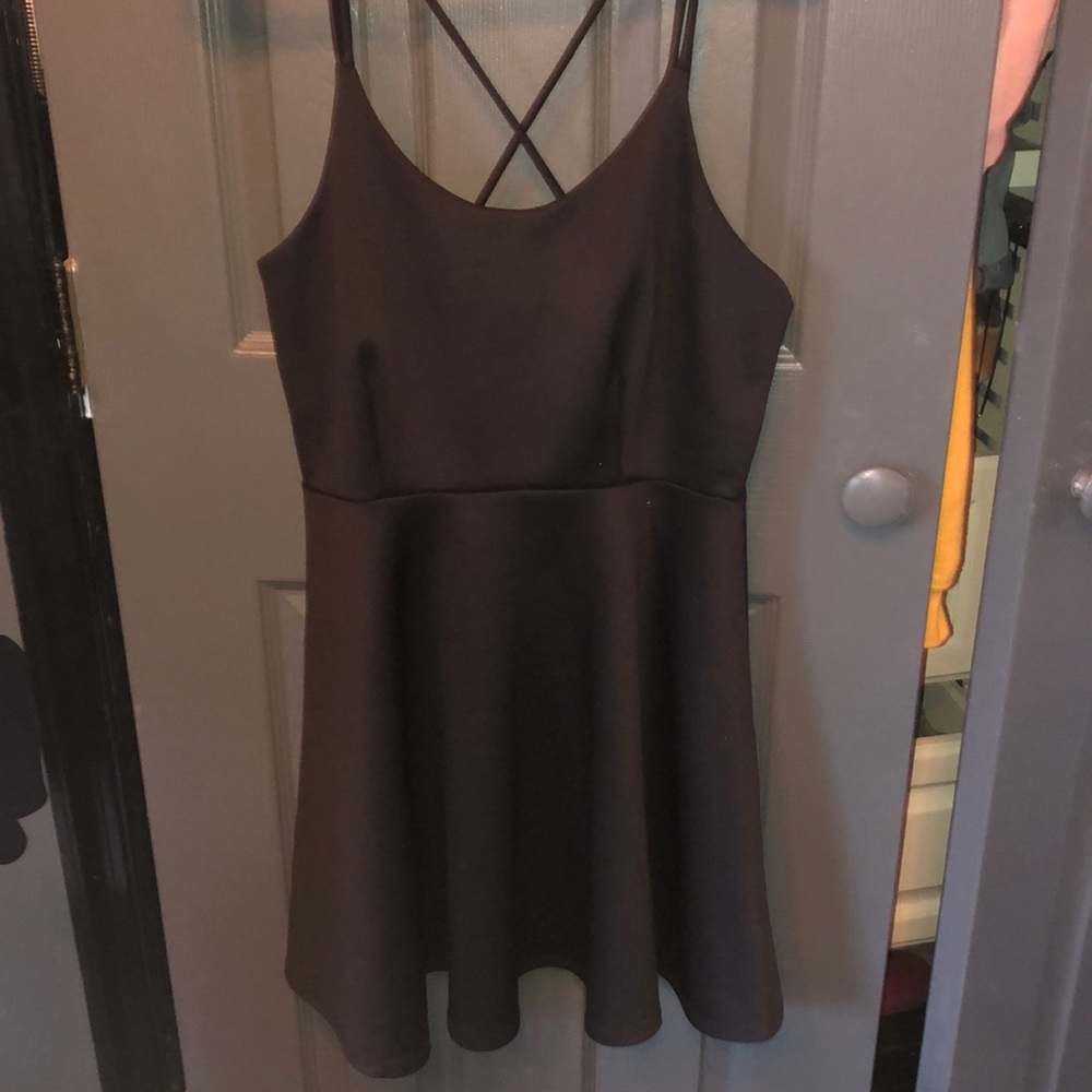 Black fit and flare strappy dress